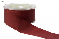 1.5 Inch Wrinkled Faux Burgundy Silk Ribbon With Cut Edge