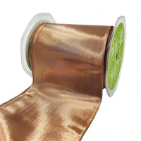 3¾ Inch Woven Copper Metallic Shimmer Wired Edge Ribbon
