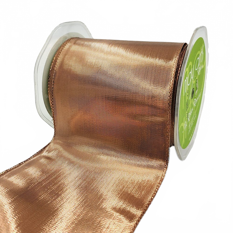 3¾ Inch Woven Copper Metallic Shimmer Wired Edge Ribbon