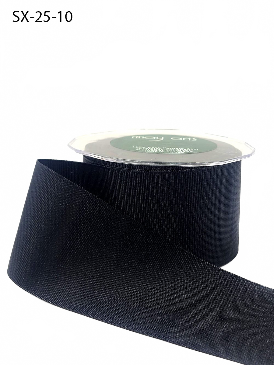 ~2.5 Inch Heavy-Weight (Higher Thread Count) Classic Black Grosgrain Ribbon With Woven Edge