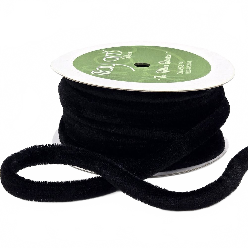 1/4 Inch Black Velvet Rope Piping