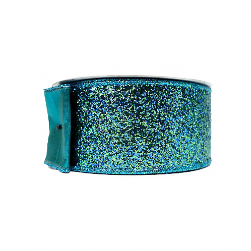 Ribbon 2.5" Glitter Magic Peacock