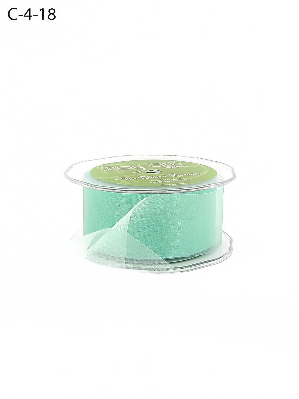 1.5 Inch Soft Shimmer Seafoam Sheer Ribbon With Cut Edge