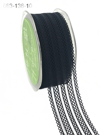 1 3/8 Inch Black Sheer Elastic Lace Ribbon With Scalloped Edge