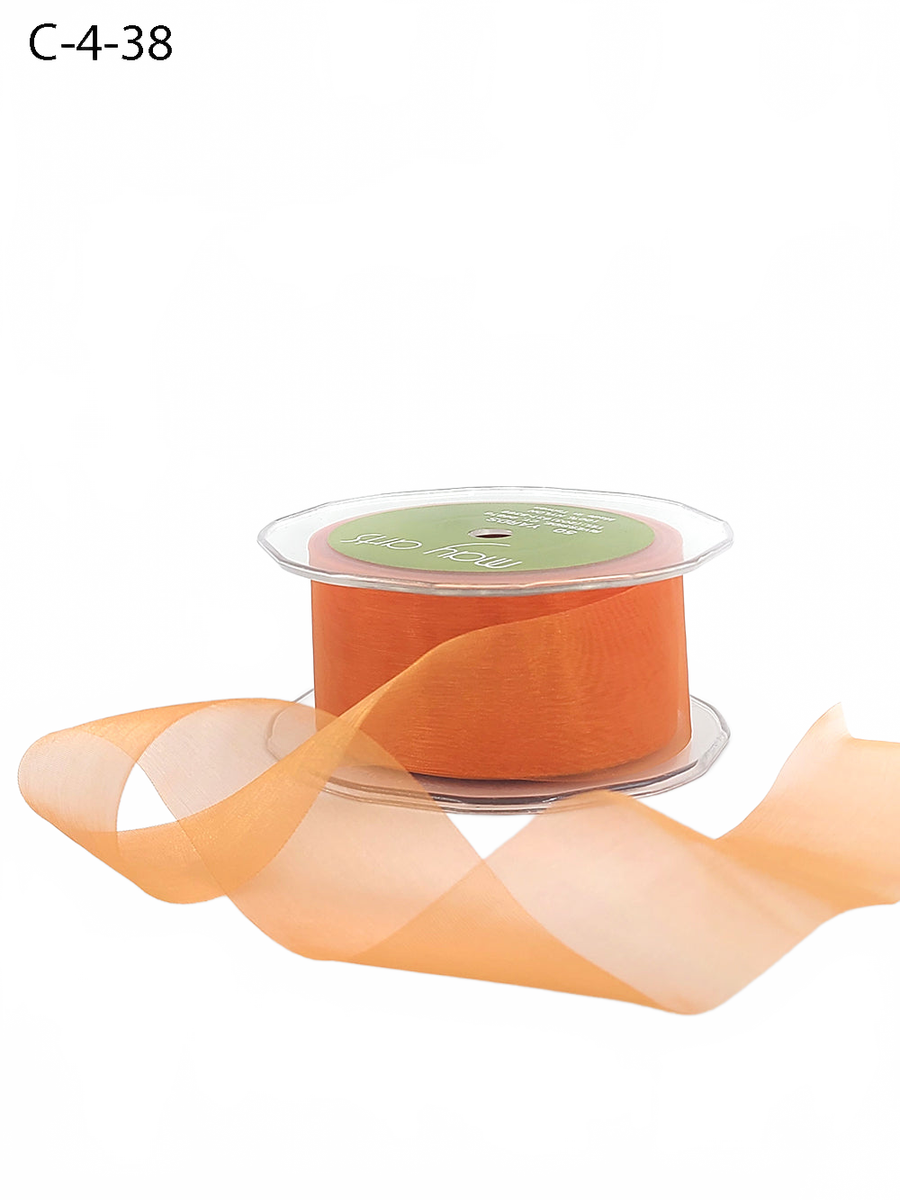 1.5 Inch Soft Shimmer Light Orange Sheer Ribbon With Cut Edge