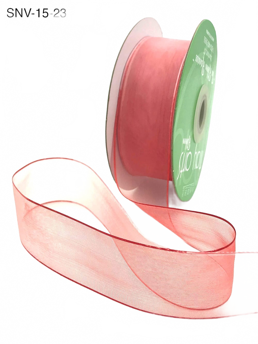 1.5 Inch Soft Variegated (Multi-Color) Watermelon/Rouge Sheer Ribbon With Thin Solid Edge