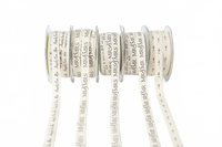 1/2 Ivory Canvas Printed Wedding Ribbon With Woven Edge