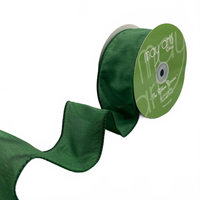 2.5″ Green Dupioni Ribbon With Wired Edge