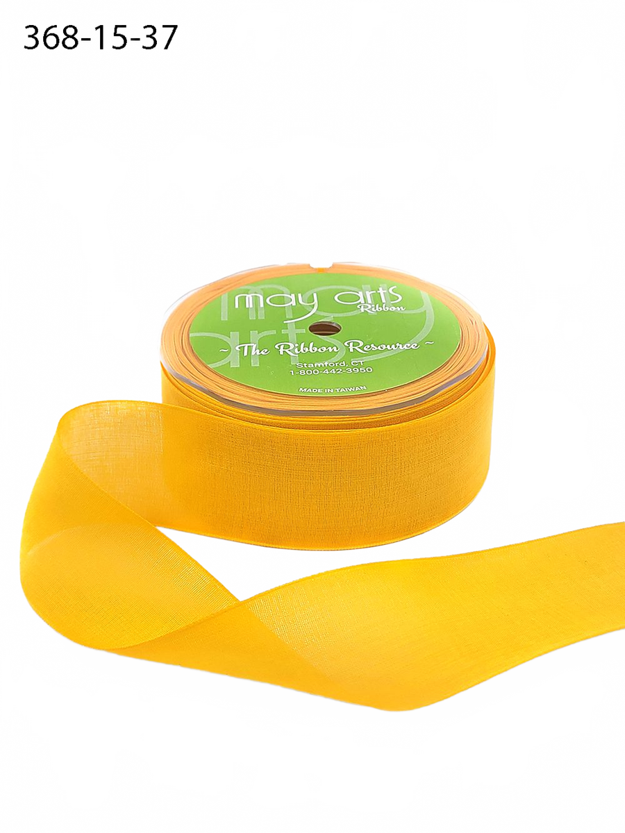 1.5 Inch Faux Yellow Linen Ribbon With Woven Edge