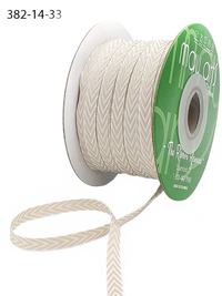1/4 Inch Light Brown Twill Chevron Stripe Ribbon With Woven Edge
