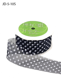 1.5 Inch Black Sheer Dots Ribbon