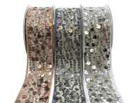1.5 Inch Soft Woven Waved Mesh Sequin Ribbon
