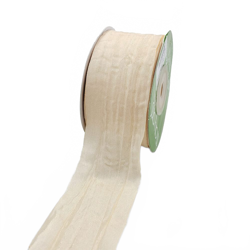 1.5 Inch Bespoke Crinkle Iridescent Ivory Ribbon