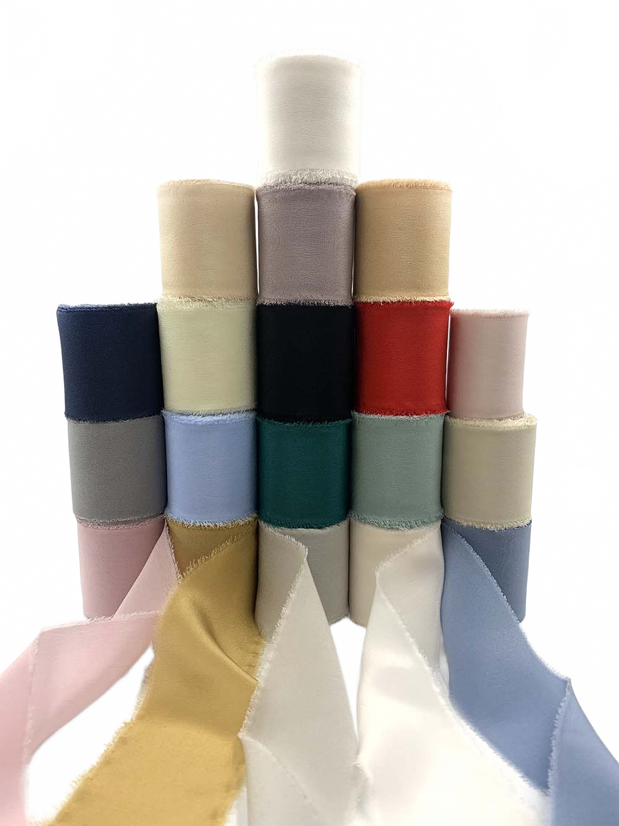 2 Inch 100% Silk Crepe With Frayed Edge (Non-Dyed And Hand-Dyed)