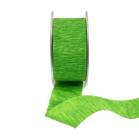1.5 Inch Textured Two-Tone Parrot Green/Yellow Ribbon With Woven Edge