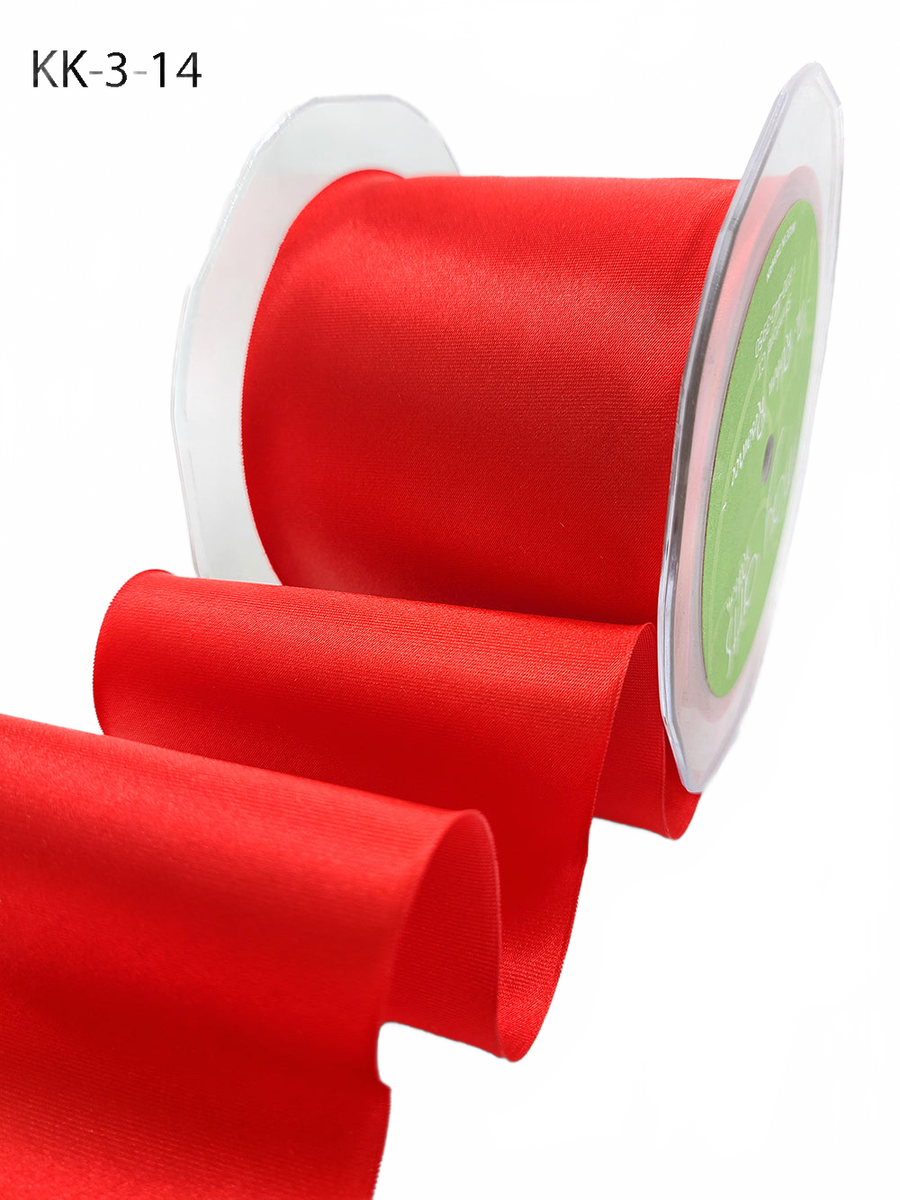 3 Inch Single Faced Red Satin Cut On The Bias Ribbon With Wavy Cut Edge