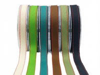 5/8 Inch Light Weight Twill Ribbon With Red Stitched Woven Edge