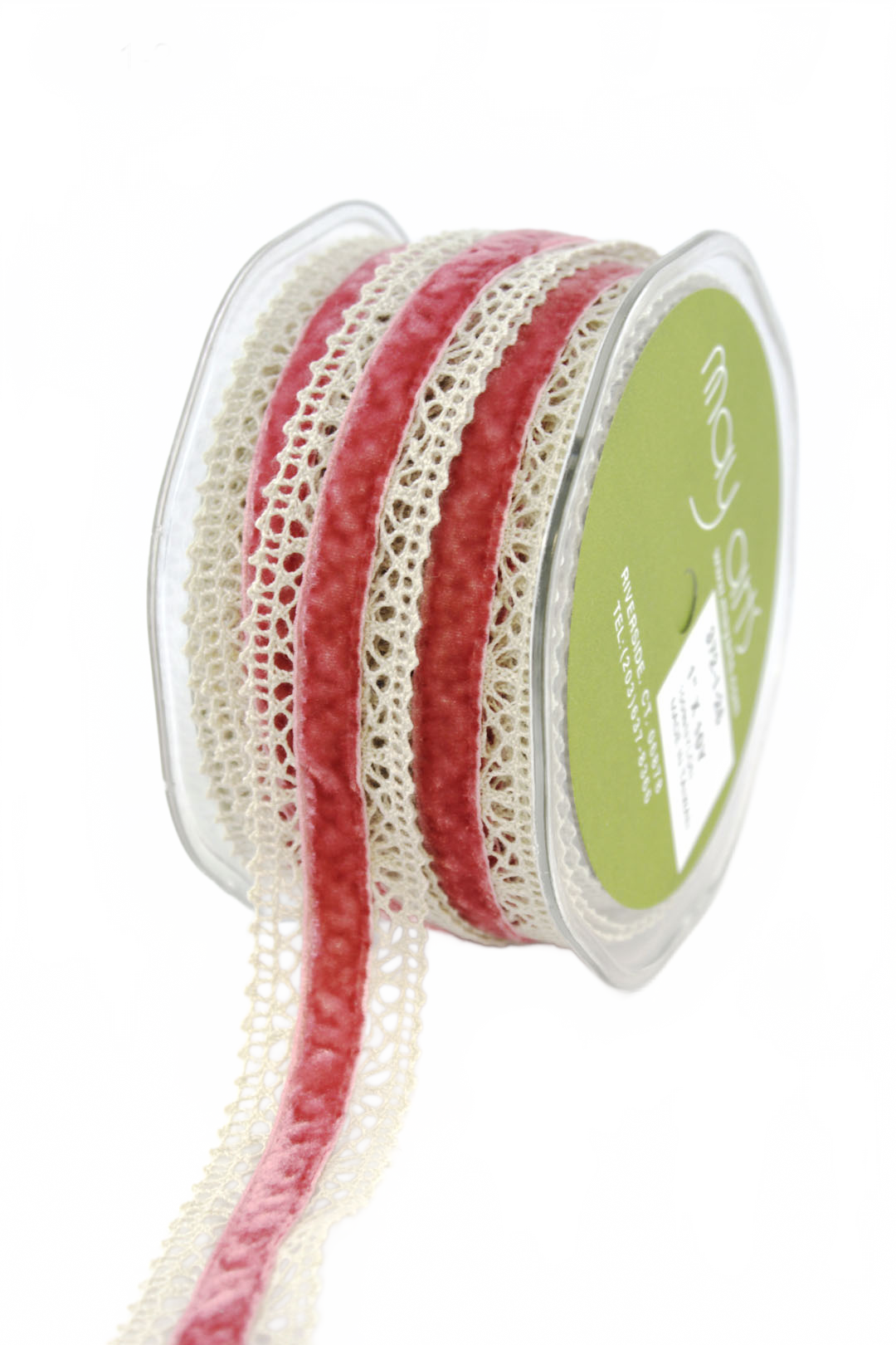 1.5 Inch Crochet With Ivory/Rose Velvet Center Ribbon