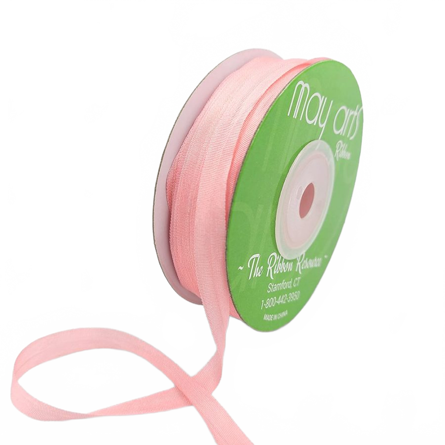 100% Hand-Dyed 1/4 Inch Rose Quartz Silk Ribbon With Woven Edge