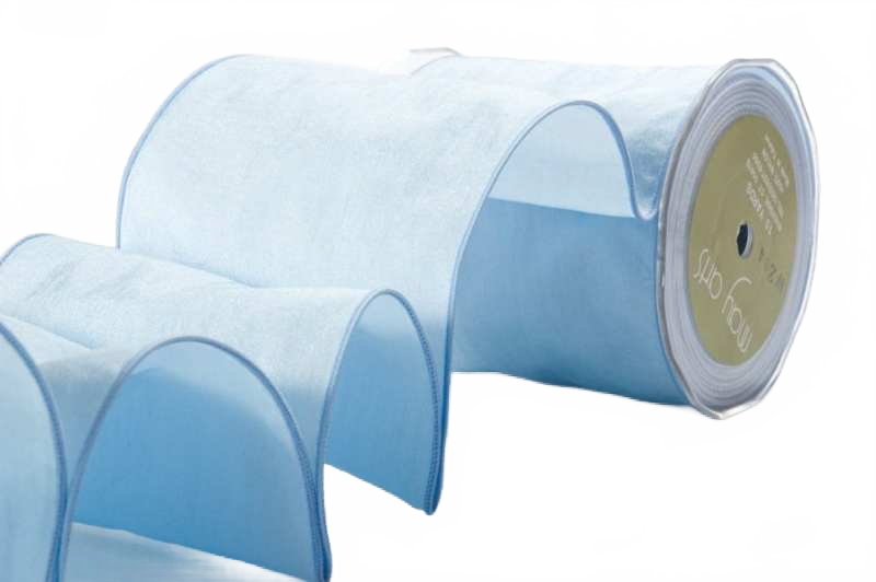 4 Inch Wrinkled Crushed Light Blue Ribbon With Wired Edge