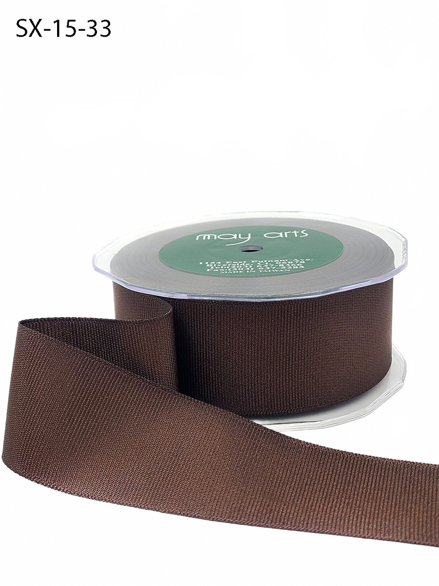 ~1.5 Inch Heavy-Weight (Higher Thread Count) Classic Brown Grosgrain Ribbon With Woven Edge
