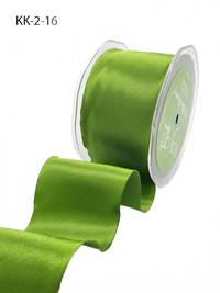 2 Inch Single Faced Olive Satin Cut On The Bias Ribbon With Wavy Cut Edge