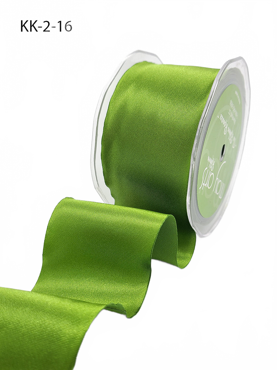 2 Inch Single Faced Olive Satin Cut On The Bias Ribbon With Wavy Cut Edge