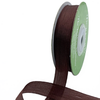 1/2 Inch 100% Hand-Dyed Chocolate Brown Silk Ribbon With Woven Edge