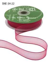 ~3/4 Inch Soft Fuchsia Pink Sheer Ribbon With Thin Solid Edge