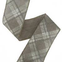 2.5″ Wired Gilded Glitter Plaid Tartan Faux Linen Ribbon