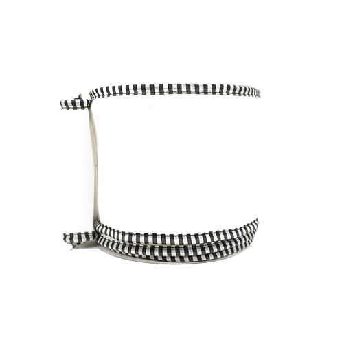 Ribbon Checkered Dupion 4" White