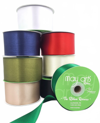 ~2.5 Inch Waterproof And Weather Resistant Luster Double Faced Ivory Satin Ribbon With Woven Edge