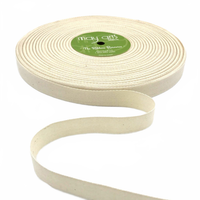3/4 Inch 100% Cotton Classic Light Weight Natural Twill Ribbon With Woven Edge ()