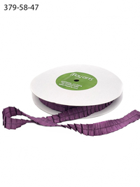 5/8 Inch Plum Satin Pleats Ribbon With Woven Edge