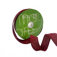 1″ Burgundy Dupioni Ribbon With Wired Edge