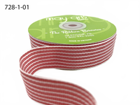 ~1 Inch (25Mm) Thick Woven Striped Soft Red/White Stripes Ribbon