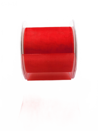 3 Inch Soft Shimmer Red Sheer Ribbon With Cut Edge