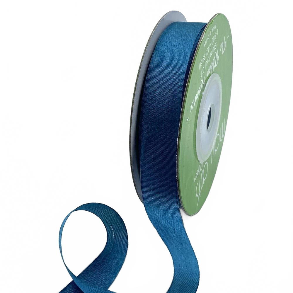 1/2 Inch 100% Hand-Dyed Marine Silk Ribbon With Woven Edge