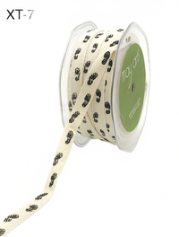 3/8 Inch Medium-Weight Twill With Print Ribbon With Woven Edge