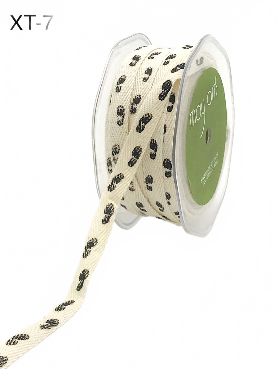 3/8 Inch Medium-Weight Twill With Print Ribbon With Woven Edge