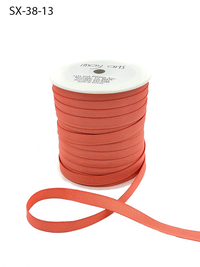 3/8 Inch Heavy-Weight (Higher Thread Count) Classic Coral Grosgrain Ribbon With Woven Edge