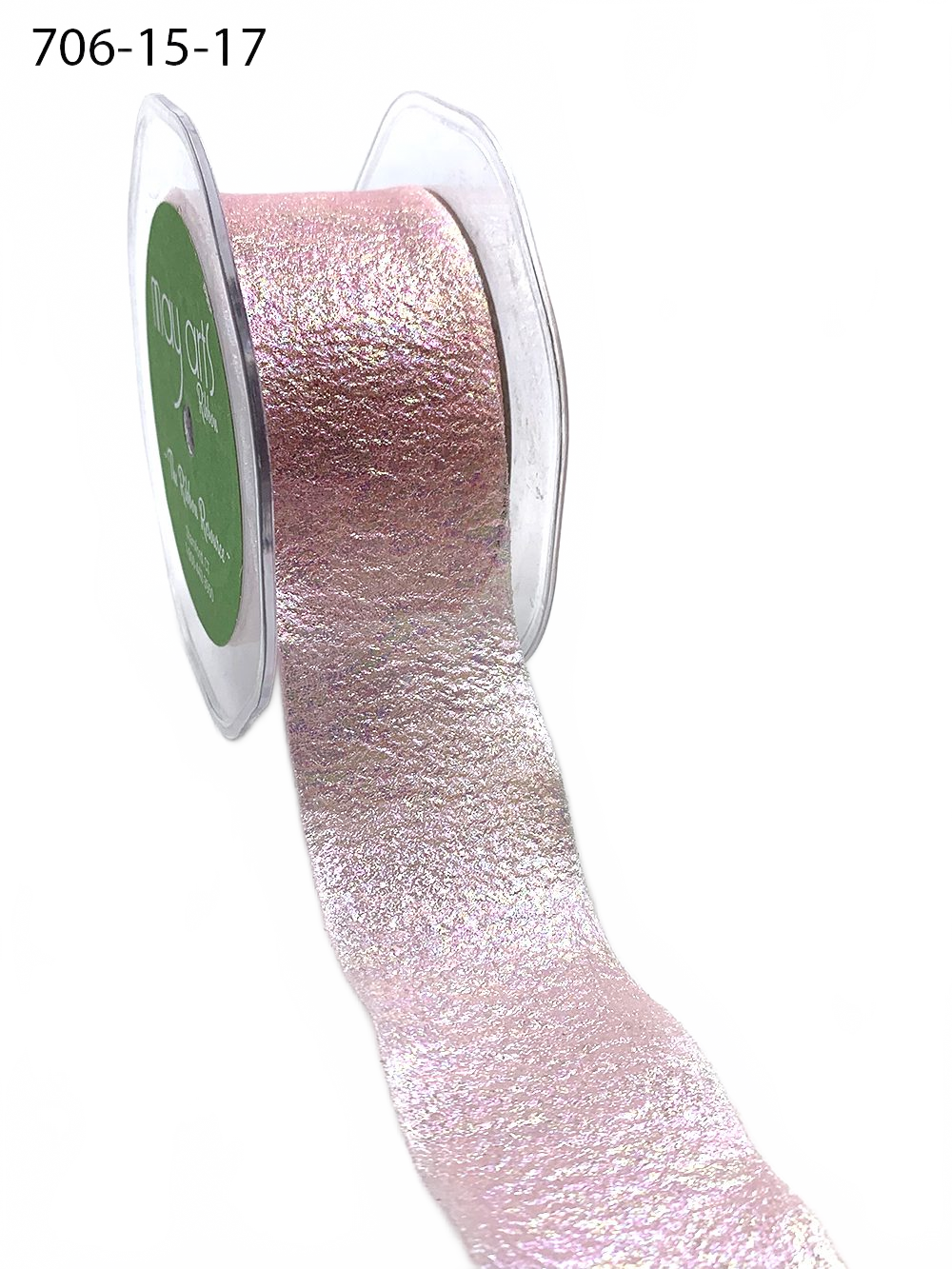 1.5 Inch Iridescent Holographic Light Pink Crepe Ribbon