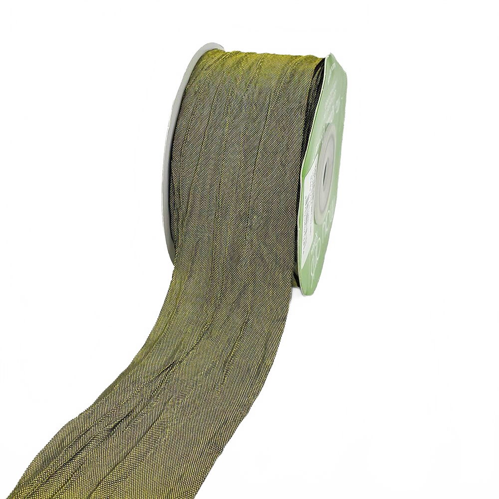 1.5 Inch Bespoke Crinkle Iridescent Green Ribbon