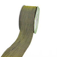 1.5 Inch Bespoke Crinkle Iridescent Green Ribbon