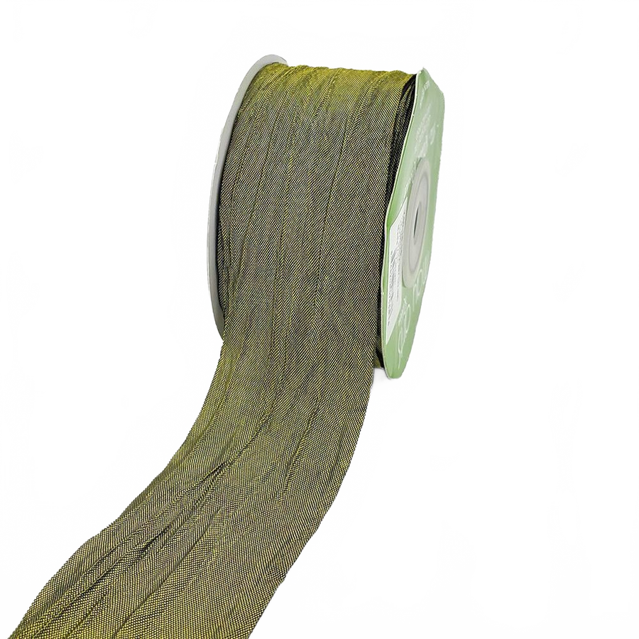 1.5 Inch Bespoke Crinkle Iridescent Green Ribbon