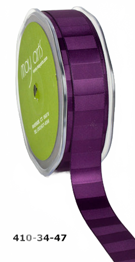 3/4 Inch Horizontal Stripe Violet Satin Ribbon