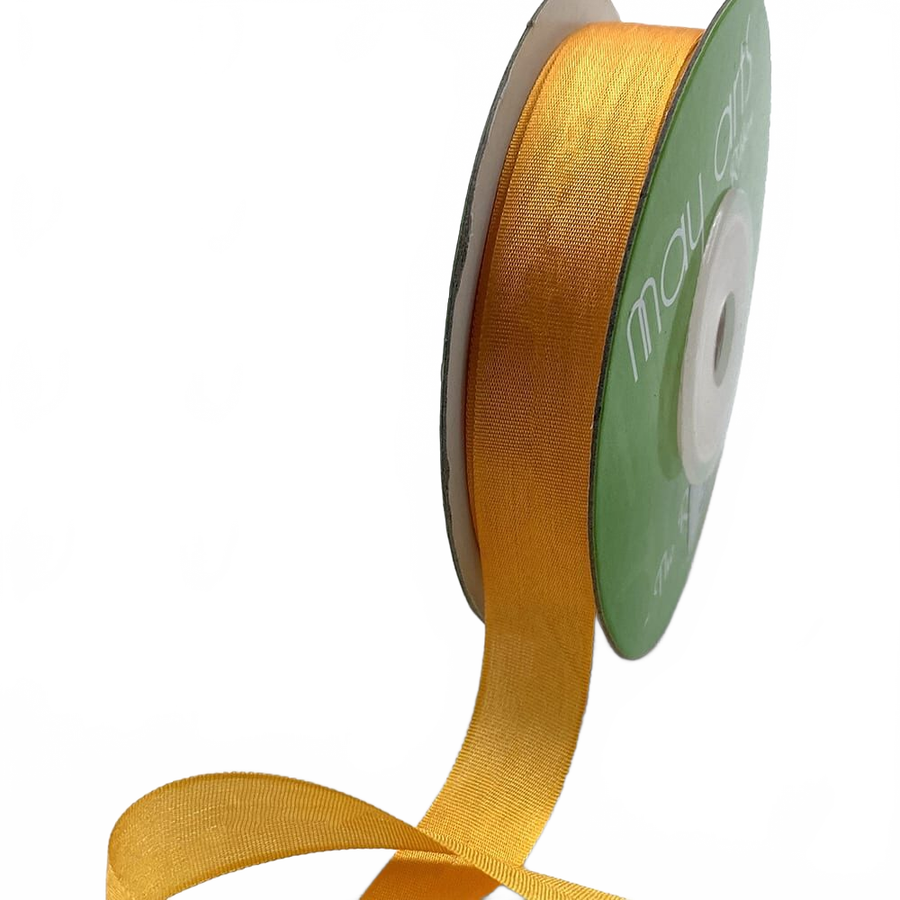1/2 Inch 100% Hand-Dyed Cadmium Yellow Silk Ribbon With Woven Edge