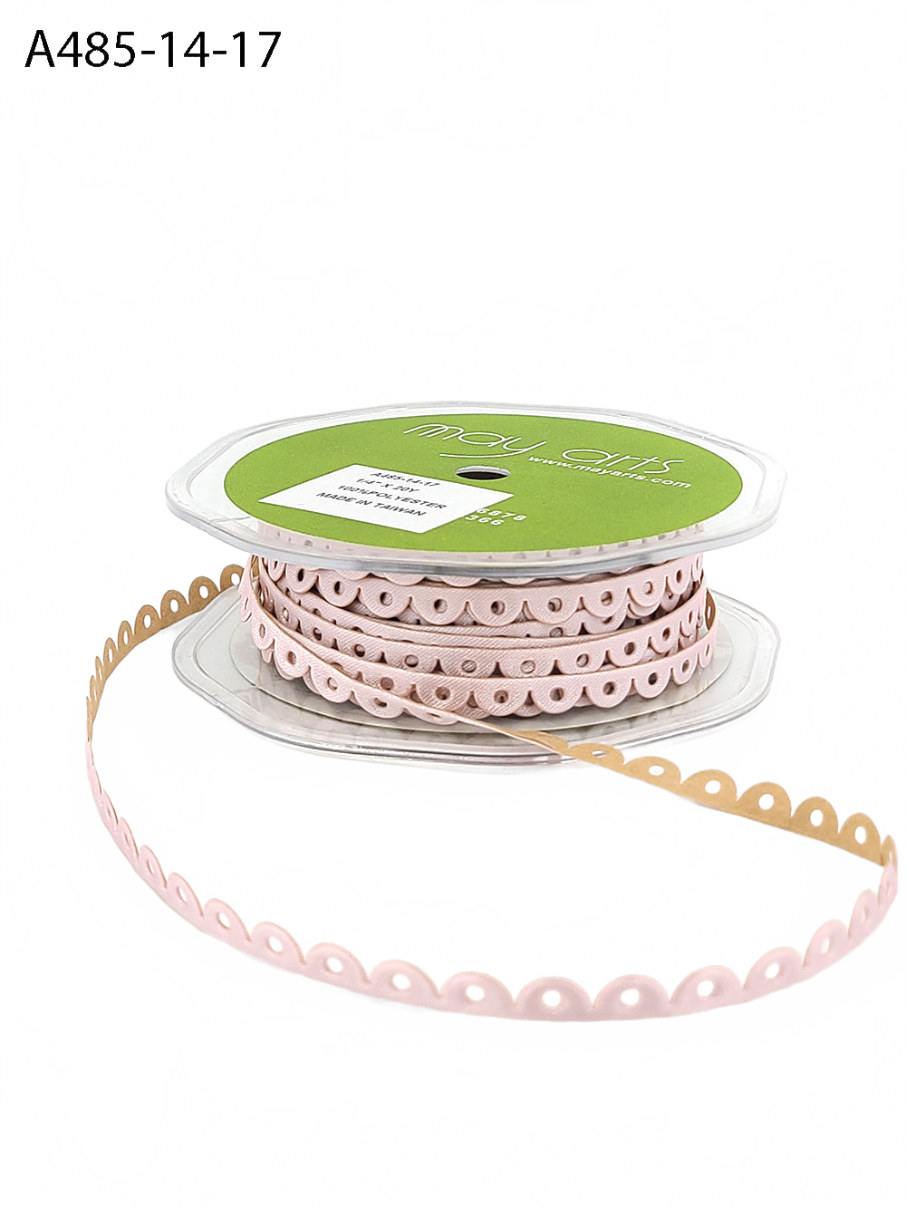 1/4 Inch Adhesive Scalloped Border Pink Ribbon With Cut Sealed Edge