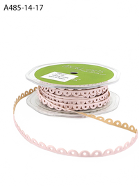 1/4 Inch Adhesive Scalloped Border Pink Ribbon With Cut Sealed Edge