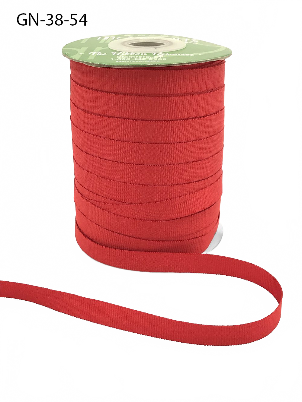 ~3/8 Inch Light-Weight Flat Bright Red Grosgrain Ribbon With Woven Edge